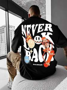 T-shirts Homme Oversize Imprimé Floral et Lettres Style Rétro Streetwear Coupe Ample Décontractée 100% Coton Peigné Personnalisable Respirant Séchage Rapide - Product Image 4