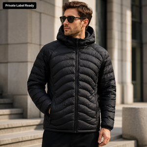 Lightweight Men's Hooded Puffer Bomber <b>Jacket</b> Warm Windproof Water-Resistant Winter Front Compact Design Outdoor Casual Wear - Product Image 3