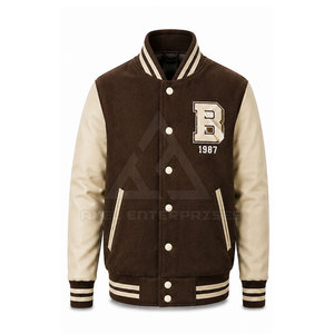 เสื้อแจ็คเก็ตแฟชั่น Letterman สำหรับผู้ชาย ปักลายได้ตามต้องการ ติดกระดุมหน้า ผ้าผสมขนสัตว์ สไตล์ลำลอง ขายส่งจำนวนมาก - Product Image 2