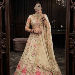 Women's Designer Faux Georgette Lehenga Choli Set with <b>Flare</b> Embroidery <b>Sequins</b> Cut Work Cancan Canvas Patta - Product Image 2