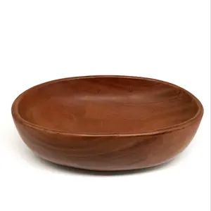 Tazón de Madera de Estilo Antiguo, Hecho a Mano con Madera Natural, Textura Resistente, Ideal para el Hogar y Restaurantes, para Servir Aperitivos, Sopas y Ensaladas - Product Image 1