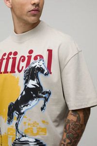 Camiseta Oversize Vintage con Gráfico de Caballo, Camiseta de Algodón Premium con Estampado de Caballo Estilo Urbano - Product Image 4