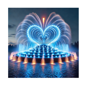 Horticlub – Nouvelle Fontaine d'eau décorative moderne d'extérieur avec lumières LED RGB colorées et musicales pour spectacle aquatique en acier inoxydable - Product Image 1