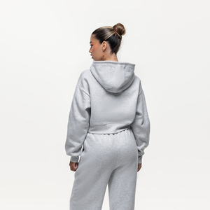 Ensemble <span class=keywords><strong>2</strong></span> pièces personnalisé pour femme en coton 100% vintage délavé à l'acide, avec broderie 3D, comprenant un sweat à capuche demi-zip à manches courtes et un pantalon de jogging, imprimé graphique - Product Image 3