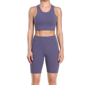 Conjunto de Shorts y Sujetador Deportivo para Yoga, Ropa Deportiva para Mujer, Venta al por Mayor, Conjuntos de Ropa para Gimnasio, Trajes Deportivos BY HI - Product Image 1