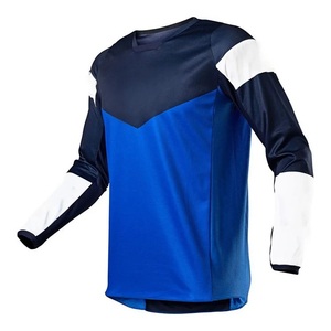 Maillot de cyclisme à manches longues bleu, blanc et noir, respirant, en polyester, pour homme, universel toutes saisons - Product Image 4