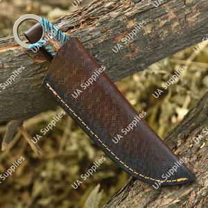 Couteau à lame fixe en acier Damas fait main, pointe tombante, pour camping, chasse, pêche, dépecage, manche en résine de pin, OEM, faibles MOQ - Product Image 6