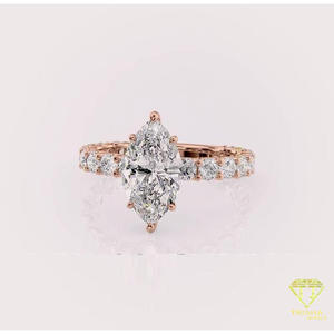 Marquise Cut Lab Grown <b>Diamond</b> Engagement <b>Ring</b> in 14K Yellow Gold Pave Wedding <b>Ring</b> Elegant Solitaire Promise <b>Ring</b> for Women - Product Image 4