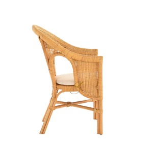 Chaise de salle à manger en rotin pour jardin, fauteuil de bistrot de luxe pour cour, siège individuel en rotin fait main pour terrasse de villa haut de gamme - Product Image 3