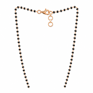 Collar Mangalsutra con Motivo de Hoja de Oro Rosa de 18K con Detalles de Diamantes, Cuentas Negras, Alto Brillo, Regalo de Boda para Mujer, Joyería Fina - Product Image 4