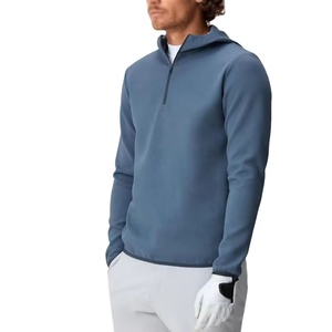 Breathable Performance Winter Golf Hoodie Men's <b>Moisture</b> Wicking Lightweight Zip-Up Sweatshirt 100% Cotton Embroidered Beaded - Product Image 1