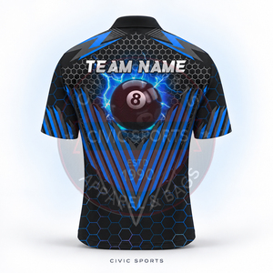 Camiseta de Polo Personalizada de Billar con el Número 8 para Hombre, Manga Corta, Cuello con Cremallera, Uniforme de Equipo Unisex, 100% Poliéster - Product Image 4