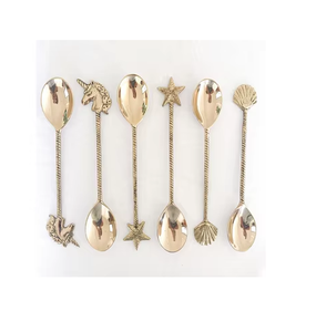 Cuchara de latón clásica de mango corto, cubertería de alta calidad, tamaño pequeño, diseño personalizado para frutas y postres. - Product Image 3