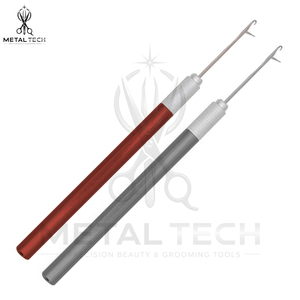 Colored Metal Handle Hair Extension Micro Link Pulling <b>Needle</b> Latch Hook Loop <b>Threader</b> Tool Bulk Professional Salon Hardware - Product Image 4
