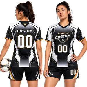 Maillots de football pour femmes adultes, uniformes de football, col en V, respirant, 100% polyester, manches courtes, kits de maillots, chaussettes - Product Image 5