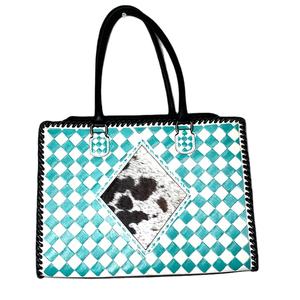 Sac à dos unisexe en cuir véritable fait main de style bohème vintage avec protection RFID, fermeture éclair, motif géométrique à carreaux, respectueux de l'environnement, Uttar - Product Image 3