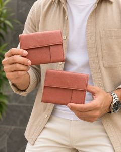 Portefeuille unisexe en cuir véritable avec blocage RFID, nouvelle collection, multi-poches, élégant, couleur marron, porte-cartes et espèces - Product Image 1