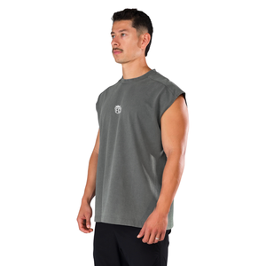 Camiseta sin mangas gris lavada para hombre, estilo oversized, para gimnasio, entrenamiento, fitness, OEM, venta al por mayor a granel - Product Image 2