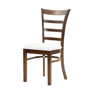 Classic Solid Wood Round 4 Seater <b>Dining</b> Table Set with Pedestal Base Dark Walnut Finish Ladder-Back Upholstered <b>Chairs</b> - Product Image 5