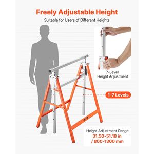 Set di 2 Cavalletti da Lavoro Pieghevoli Resistenti, Capacità di Carico 440 Libbre, Altezza Regolabile, per Progetti Artigianali e Fai-da-Te - Product Image 4