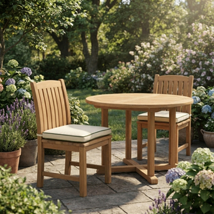 Silla de Comedor de Madera de Teca Sólida para Exteriores, Modelo Astera, Respaldo Recto, Asiento Acolchado, Resistente a la Intemperie, para Hoteles y Resorts - Product Image 5