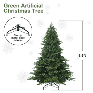 Albero di Natale Artificiale Realistico 6.5ft, Base Pieghevole in Filo d'Acciaio Premium, 2225 Rami Misti PE/PVC, Verde, per Interni - Product Image 2