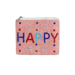 Pochette multi-pièces Happy Portefeuille personnalisé en perles de rocaille Beau cadeau de maman-Design coeurs pour filles - Product Image 1