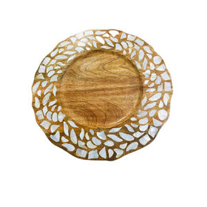 Sets de table ronds en papier peints à la main avec motifs floraux sur bois, style vintage, pour table à manger - Product Image 2