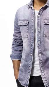 Chemise en jean vintage 2025 pour homme, décontractée, couleur unie, manches longues, effet délavé - Product Image 4