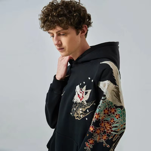 Sudadera con Capucha de Alta Calidad, 370 g/m², de Algodón y Poliéster, Cálida, con Forro Polar, Estilo Batik Lavado, para Hombre - Product Image 2