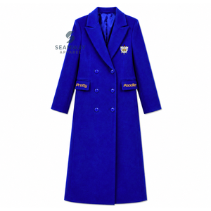 Manteau long croisé bleu roi pour femme de la sororité Sigma Gamma Rho, col à revers cranté, manches longues, vêtement d'extérieur formel et ajusté - Product Image 1