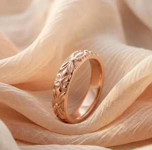 แหวนทองแดงแท้ลายดอกไม้โบราณ แหวนทองแดงขอบเรียบ - Product Image 5