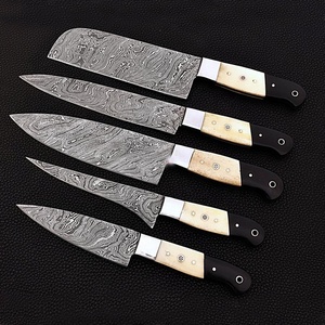 Professional 5 Piece Damascus Steel Kitchen <b>Knife</b> Set Chef Cooking <b>Knives</b> with <b>Bone</b> Wood <b>Handle</b> Custom Logo Manufacturer - Product Image 5