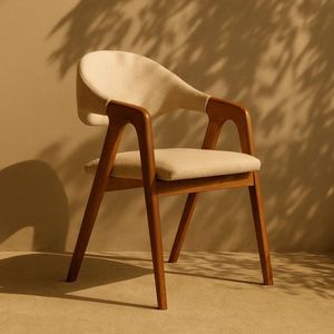 Chaise de salle à manger moderne en bois, chaise d'appoint rembourrée, siège en tissu, fauteuil pour restaurant, hôtel, maison, salle à manger - Product Image 1