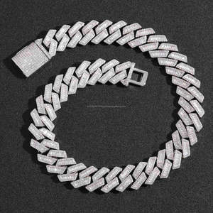 Custom Lock Necklace 18mm Cuban Link <b>Chain</b> with VVS Moissanite Diamonds in 925 Sterling Silver <b>Iced</b> <b>Out</b> Jewelry - Product Image 1