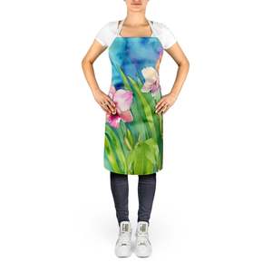 Delantal de orquídeas de acuarela Multicolor grande Unisex para cocina que sirve manualidades para hornear jardinería para adultos-hombres y mujeres - Product Image 2