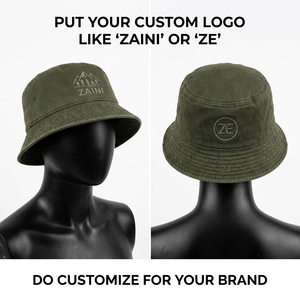 Premium ZAINI ZI-040 280 GSM Washed Cotton Bucket <b>Hat</b> Olive Green Soft Twill Fabric Custom 3D Embroidery Logo Unisex <b>Summer</b> - Product Image 1