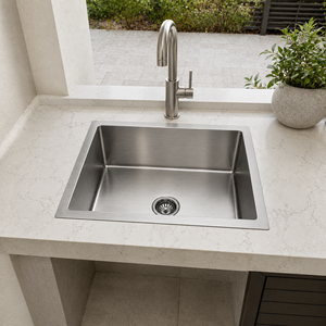 Brushed Stainless Steel 304 Grade <b>Kitchen</b> <b>Sink</b> Industrial Style Single Bowl Workstation Basin - Product Image 3