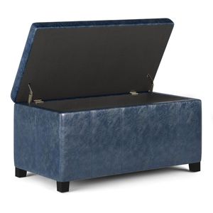 Banco Otomano de Almacenamiento en Mezclilla Azul Dover, Elegante Taburete y Otomano - Product Image 6