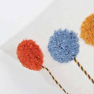 Funda de Cojín Cuadrada de Algodón 100% con Borde Bordado a Mano, Estilo Boho, Color Amarillo Mostaza y Marfil, con Borlas, para Sofá, Decoración del Hogar, con Cierre de Cremallera - Product Image 3