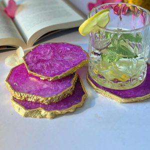 Posavasos de resina de lujo hechos a mano, juego de posavasos modernos para protección de la mesa, para bebidas, posavasos de resina hechos a mano - Product Image 3