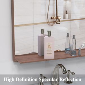 Oversized 60*36 <b>Rectangle</b> Modern Bathroom <b>Wall</b> <b>Mirror</b> with Walnut Frame Decorative Large <b>Mirror</b> for Living Room and Bedroom - Product Image 4