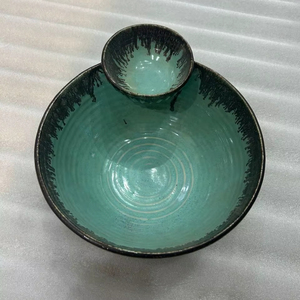 ชามเซรามิกสีขาวดำ พิมพ์ลายด้วยมือเคลือบเงา ทนทาน เป็นมิตรกับสิ่งแวดล้อม ใช้กับเครื่องล้างจานได้ เหมาะสำหรับตกแต่งงานปาร์ตี้ TIME 2 - Product Image 1