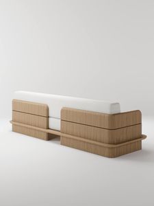 Sofá de Madera de Teca con Líneas Rectas y Elegantes, Paneles de Reposabrazos Anchos y Cojines Tapizados en Tono Neutro Suave - Product Image 2