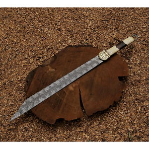 Couteau Viking Damas avec fourreau en cuir et ferrures en laiton - Product Image 2