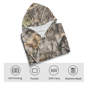 Sudadera con Capucha Premium con Estampado de Camuflaje Selvático, Estilo Urbano, Talla Grande, para Hombre y Mujer, Alta Calidad - Product Image 5