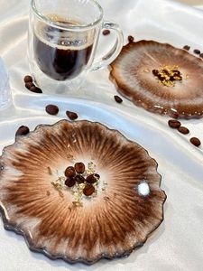 High On Demand Personalized Resin Tea Coasters with Marble <b>Glitter</b> or Shell Inlay <b>for</b> Table Decor and Gifting Available <b>for</b> Sale - Product Image 4