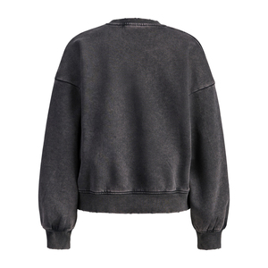 Sweat-shirt vintage à fermeture éclair, style rétro vieilli, pull-over uni en molleton de coton délavé à l'acide, coupe classique pour l'hiver - Product Image 1