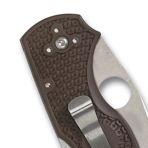 Couteaux pliants avec lame en acier inoxydable à pointe tombante, manche texturé brun diamant, clip de poche en métal, design compact et pliable - Product Image 6