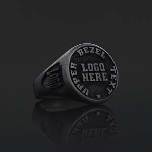 Bague personnalisée BOJ 029, gravée avec votre nom et vos logos sur mesure, faite à la main en argent 925 plaqué or, design unique, prix bas, en solde - Product Image 5